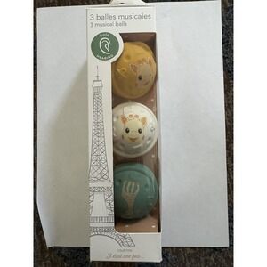 Sophie La Girafe 3 Musical Balls Natural Rubber Safari Soft Baby Toy 3m+ New